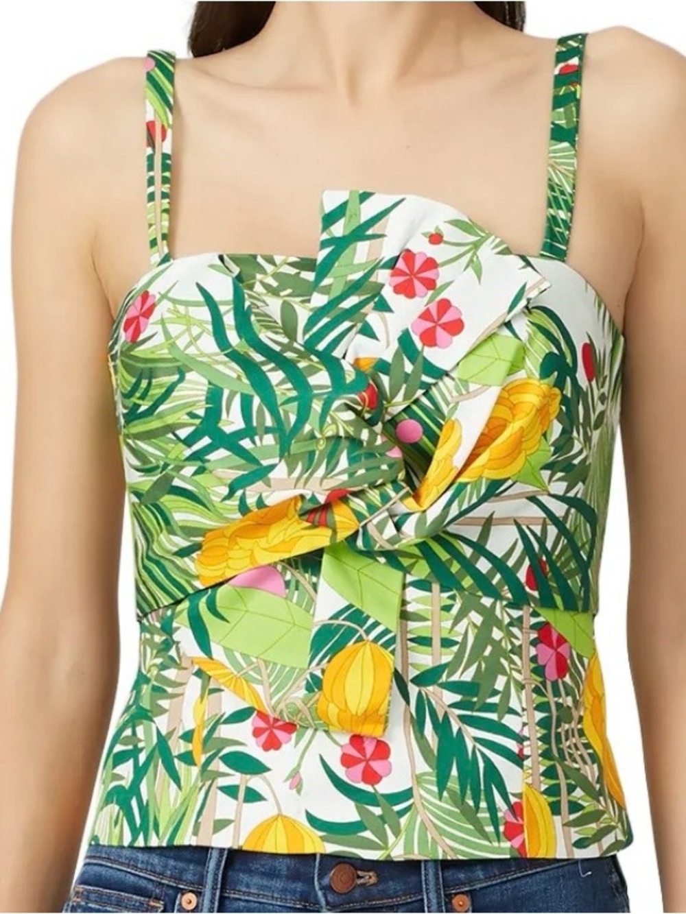 Botanical Bustier Corset Top Twist Front Tropical Print Size 0 NWT Trina Turk